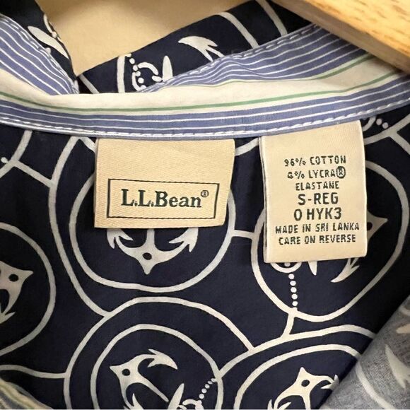 LL Bean nautical print boys short sleeve button down S - Picture 5 of 7